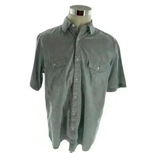 Foundry Mens Gray Blue Button Up Front Pockets Casual Shirt Size Large Tall  